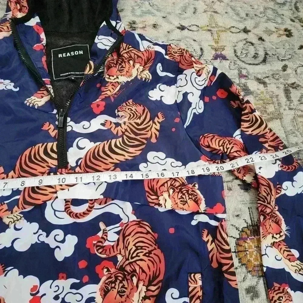 Reason Tiger Print Windbreaker Jacket Japanese Graphic Streetwear Size Small - Picture 8 of 11